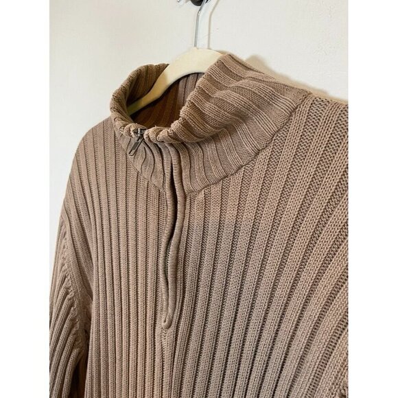 Banana Republic Sweater Women XL Brown Mock Neck Full Zip Ribbed Stretch Neutral - Picture 4 of 10